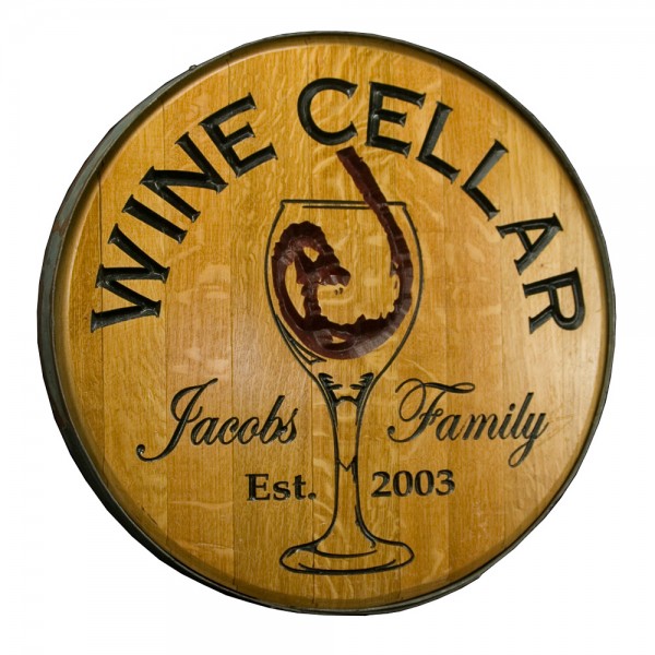 Chiseled Glass Wine Barrel Head